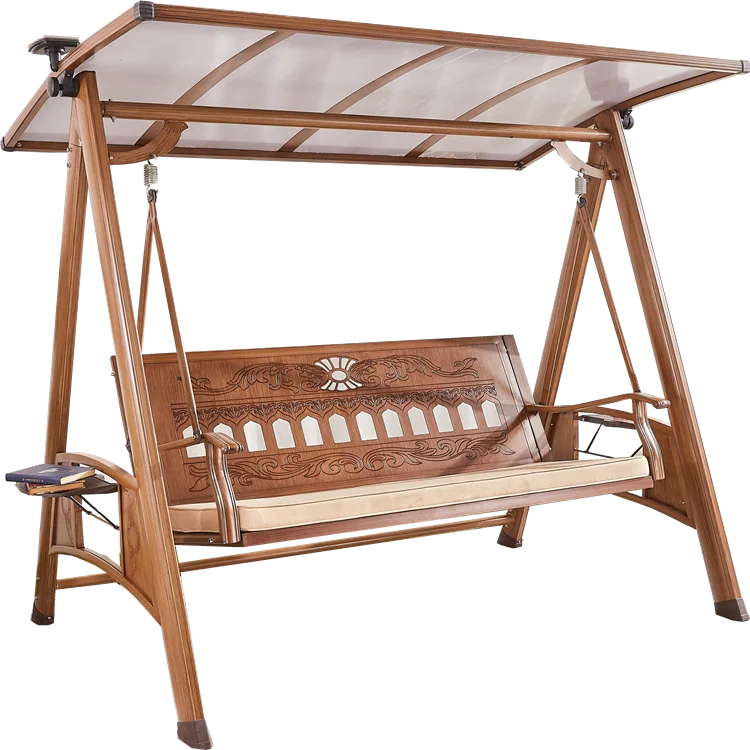 Aluminum Outdoor Garden Swing Chair with Awning Patio Lounge Furniture