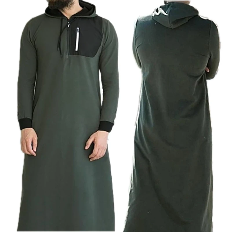 Толстовка мужская составного кроя с длинным рукавом, мусульманская толстовка, Марокканский Арабский Дубай, исламский таобе абайя, большие размеры