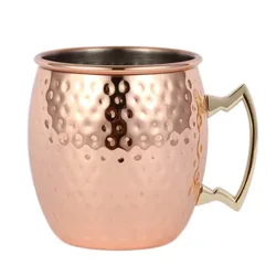 2023 hot Sale High Quality Copper Beer Mug Stainless Steel Brass Hammered Rose Gold Moscow Mule Mug