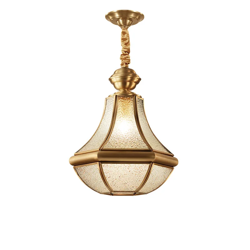 Chandelier Hanging Lamp Retro Pendant Light American Brass Porch Garden Balcony Glass Vintage Aisle Corridor Outdoor LED Gold 80