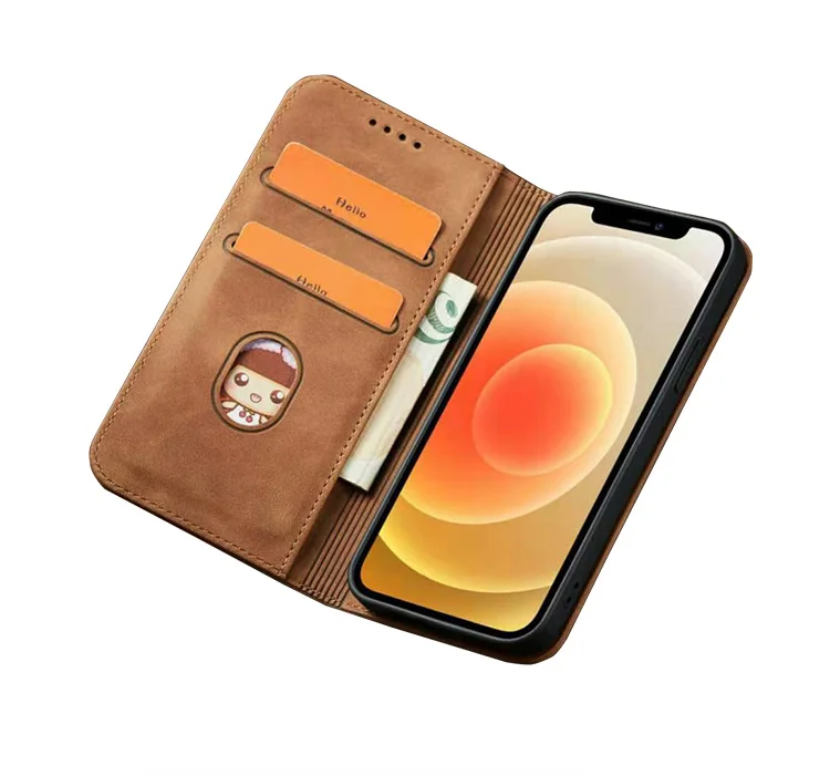 Now Hot Wholesale High-end Magnetic PU Flip Back Soft Cover phone leather rifle case for iPhone 12 Mini/12 Pro/12 Pro Max Cover