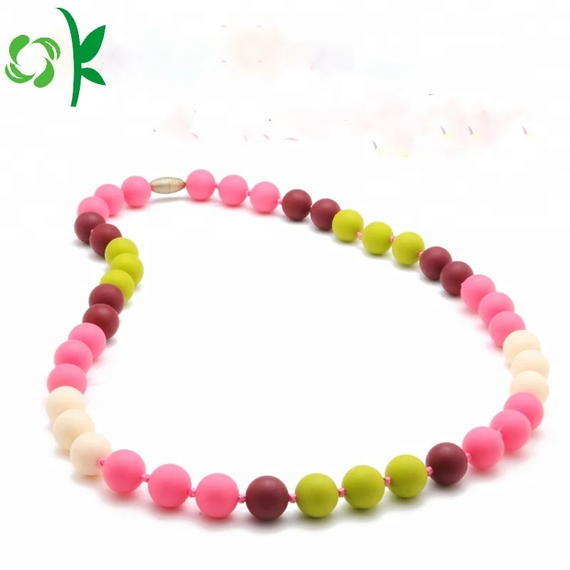 OKSILICONE Wholesale Silicone Bead Bracelet Soft Wristband Baby Teething Chewing Bead Toy Rubber Wrist Band for Kids