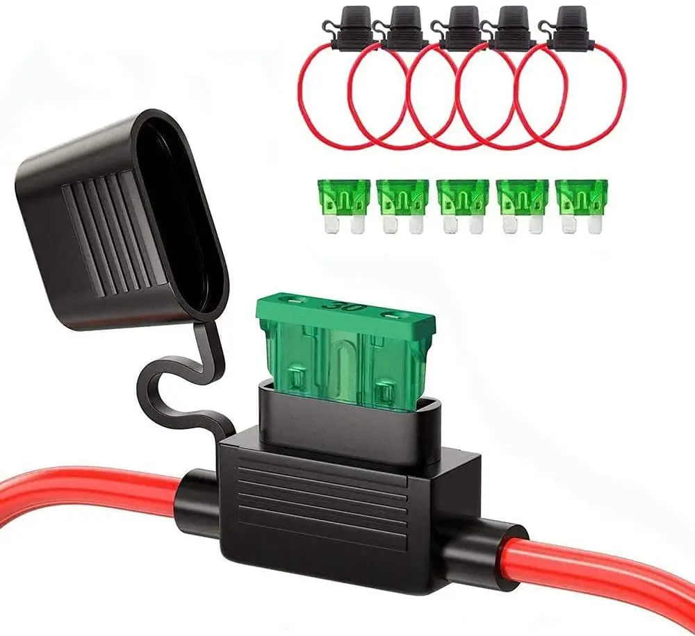 12 AWG Car Inline Fuse Holder with 30A ATC/ATO Color Coding Blade Fuse box