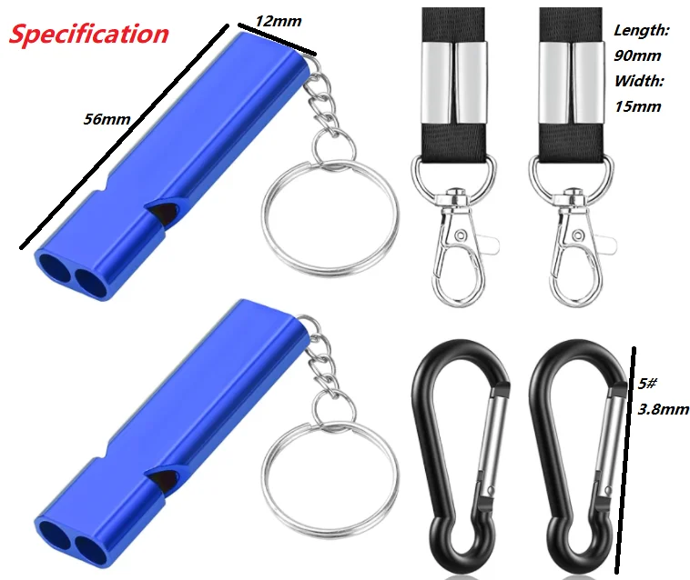 High quality double tube whistle keychain high frequency aluminum dog whistle set for pet