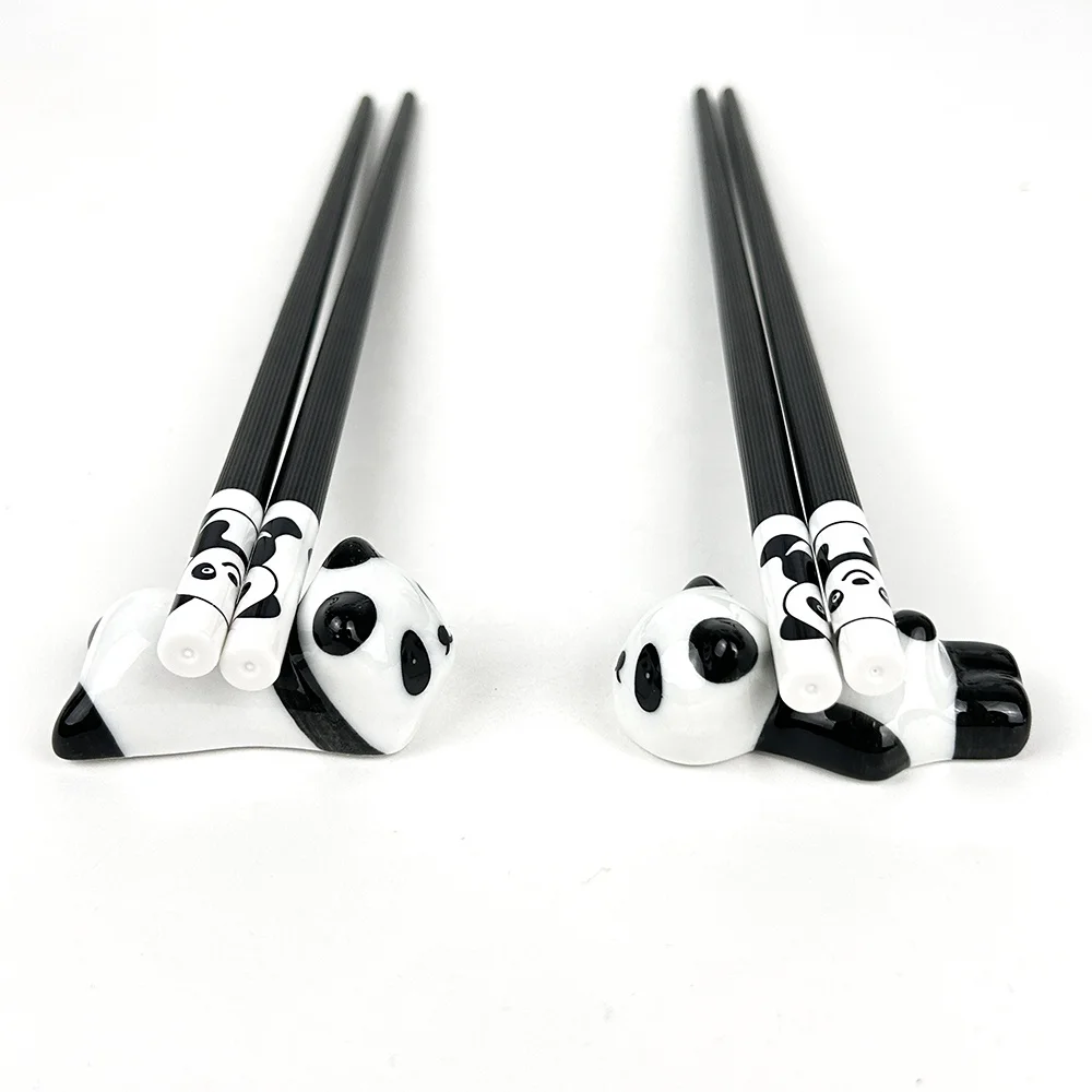 alloy chopsticks black and white panda cute cartoon kids chopsticks eco friendly safety chopstick