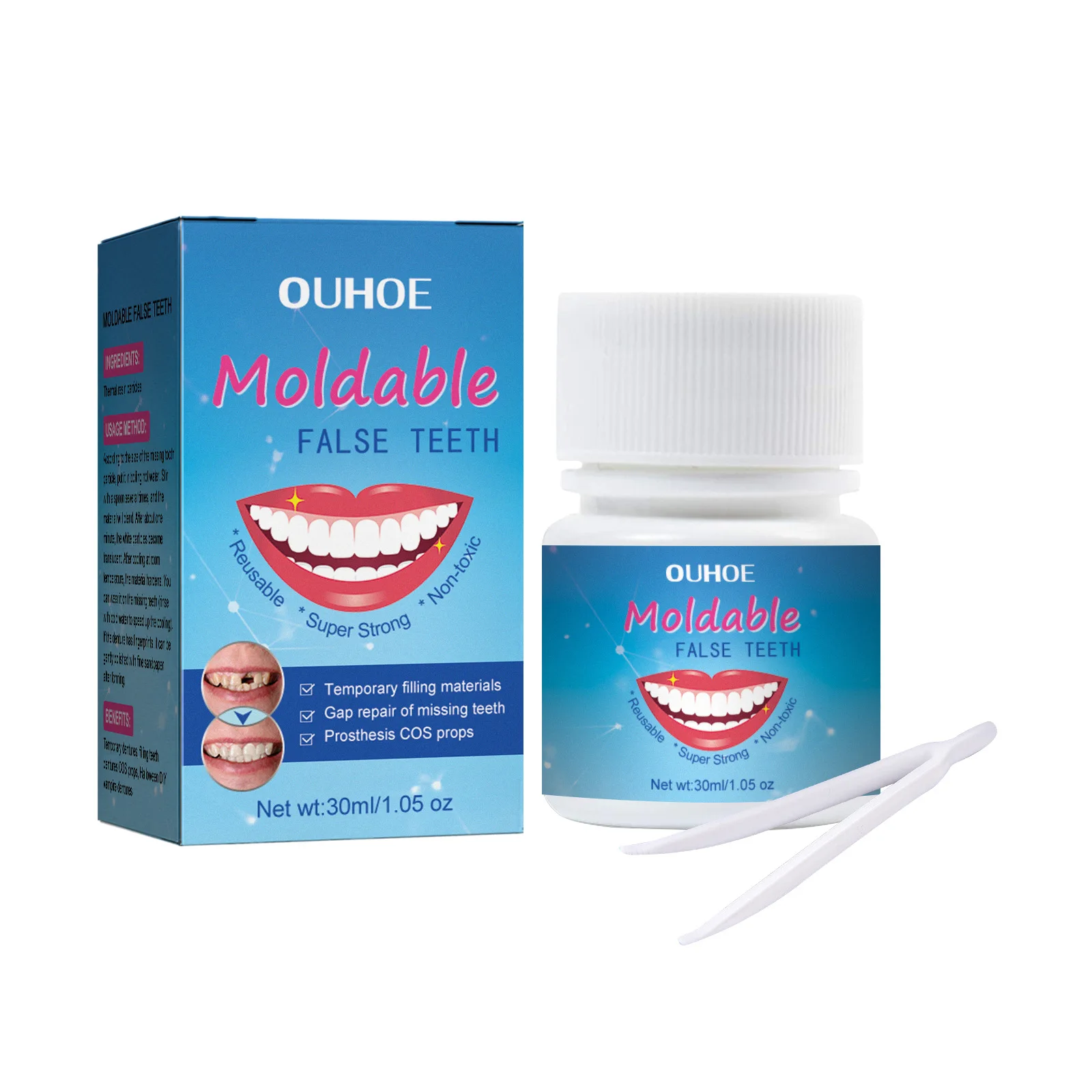 Ouhoe Resin Dental Filling Material Party Makeup Denture Decoration Gaps Cavities Broken Teeth Repair Plastic Dental Glue