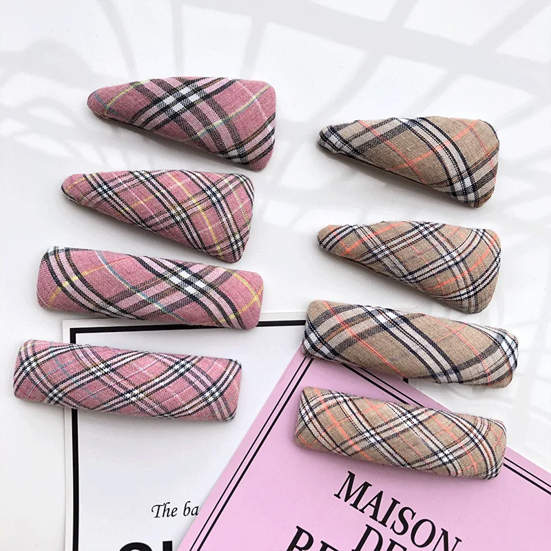 Luxury Designer  Hairclip Cloth Retro Clip Sponge Sweet  Hairpin Girls Party Striped Plaid Women Hair Accessories