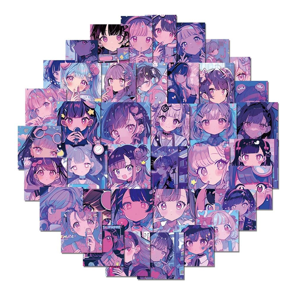 61pcs Kawaii Steam Wave Anime Girls Graffiti Waterproof Sticker Decoration Notebook Phone Case Suitcase Children Toy Stickers