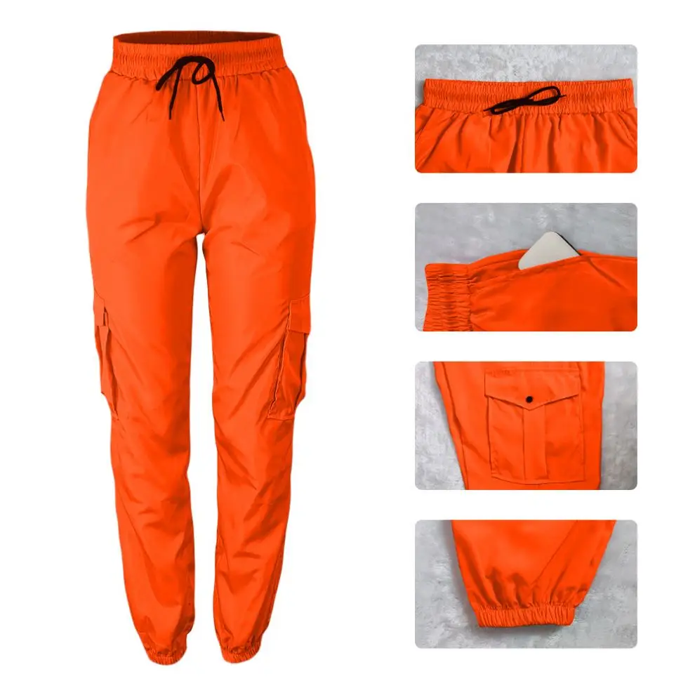S976L Solid color slacks with neutral overalls and waist pockets for women fashion clothing