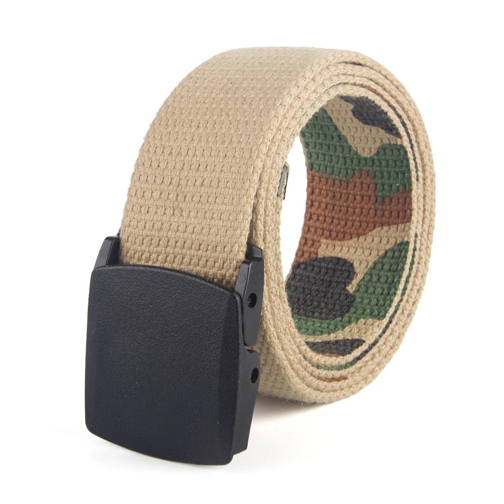 
Non-metal buckle army green camouflage belt double-sided use wear Canvas belt woven casual cotton belt on both sides 