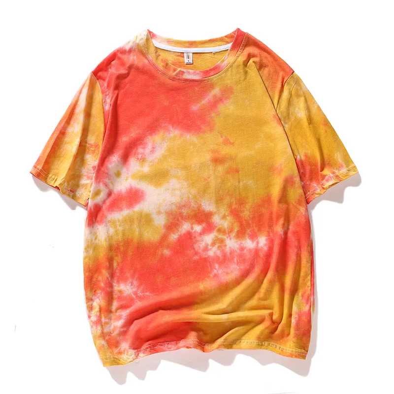 
2021 hot selling women plus size two pieces short set color tie dye shorts and t shirt suit 