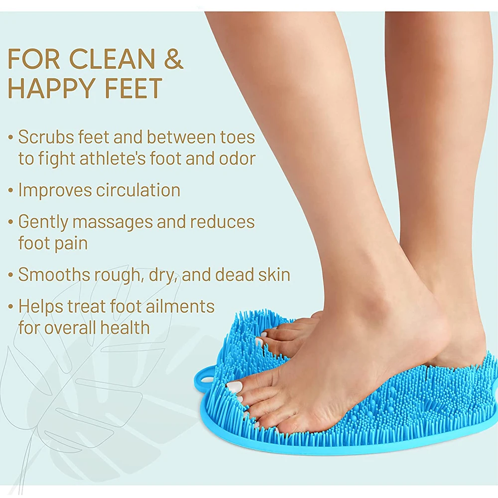 2022 New Plastic Silicone Shower Foot Scrubber Mat Exfoliates Bath Foot Brush Massage Bath Pad with Suction Cup