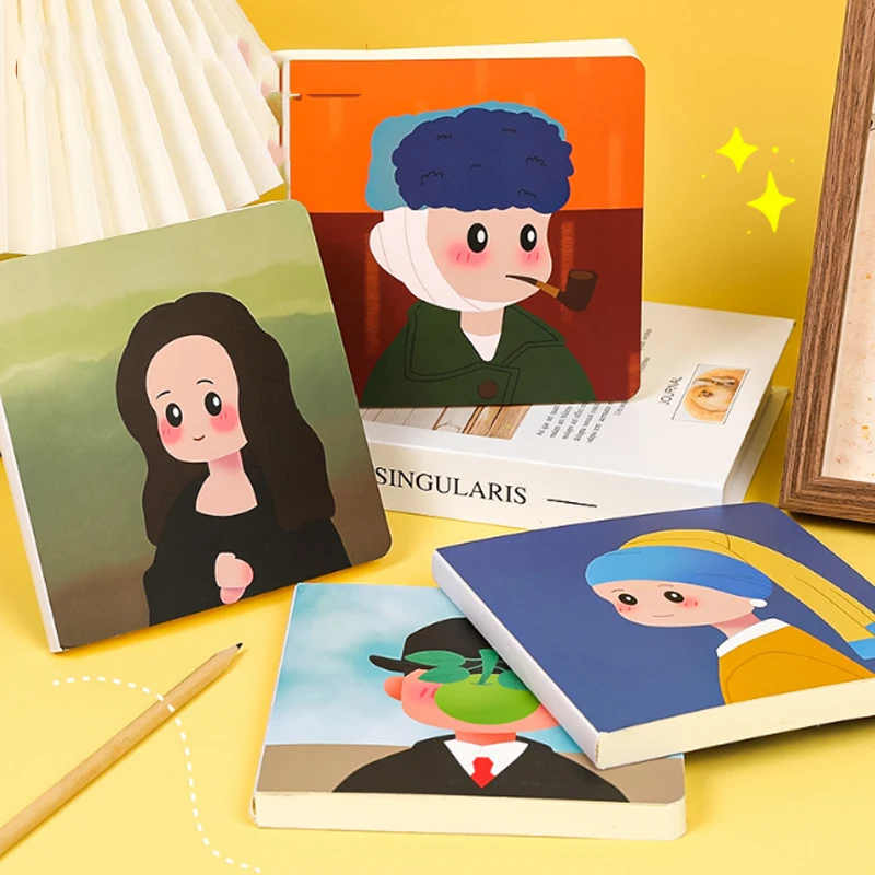 HK Famous painting cartoon square notebook mini pocket book