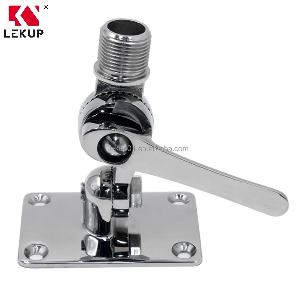 316 Stainless Steel Clamp-on Rail Ratchet Base Marine VHF Antenna Ratchet Mount Base Boat Antenna Adjustable Base Mount