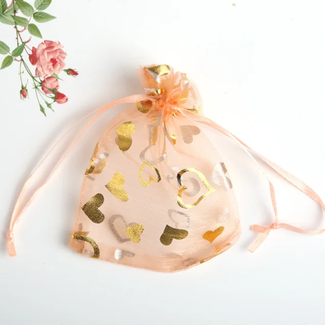 Gift trial of small jewelry stamping pattern organza bag