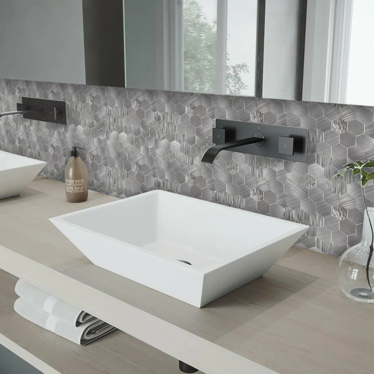 Factory Outlet Peel And Stick Wall Tiles PVC Waterproof Home Decoration 3D Self-Adhesive Metal Mosaic Decoration Wall Covering