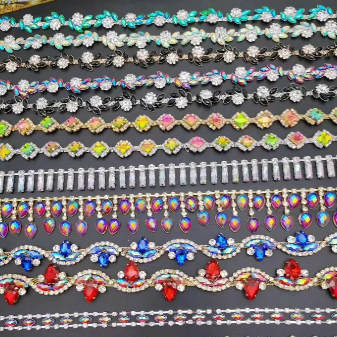 Bling Rhinestone Cup Chain Trim Sparkling Crystal Buckle Decorative Special-shape for Connector dress accessories