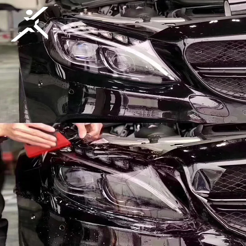 Car TPH Headlight Light Black 0.3*15M Stickers For Motorcycles Tint For Car Head Light Protective Headlight Film
