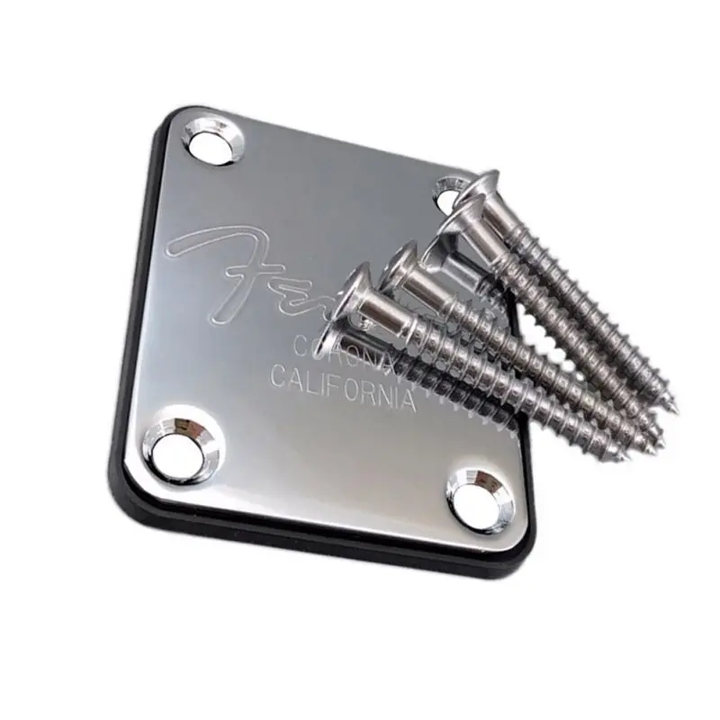 Electric guitar neck plate bass neck body connection strengthening steel plate and screws
