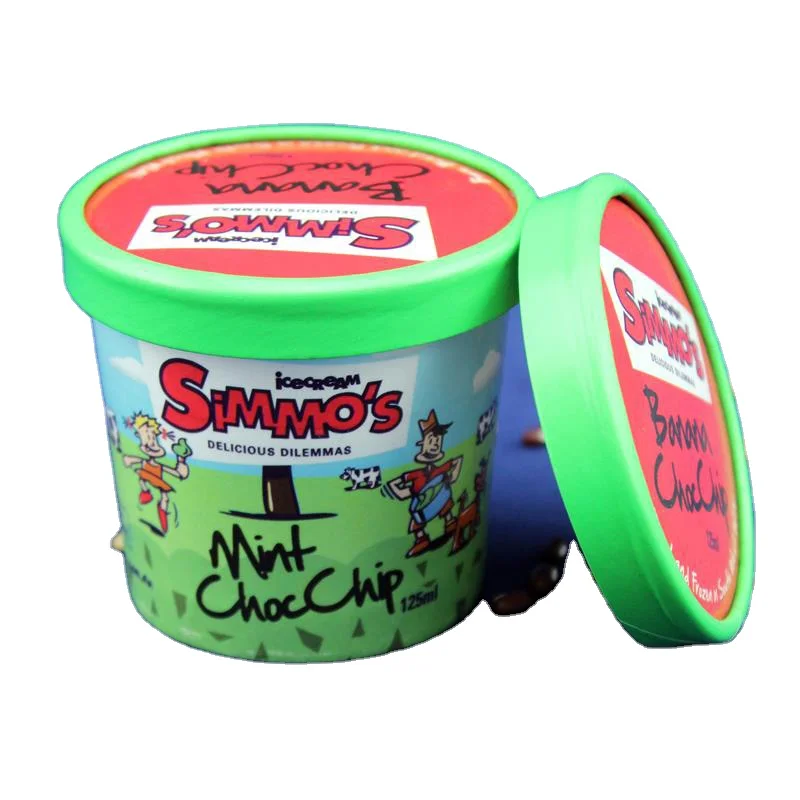 16 oz supplier custom printed biodegradable ice cream paper cup with lid