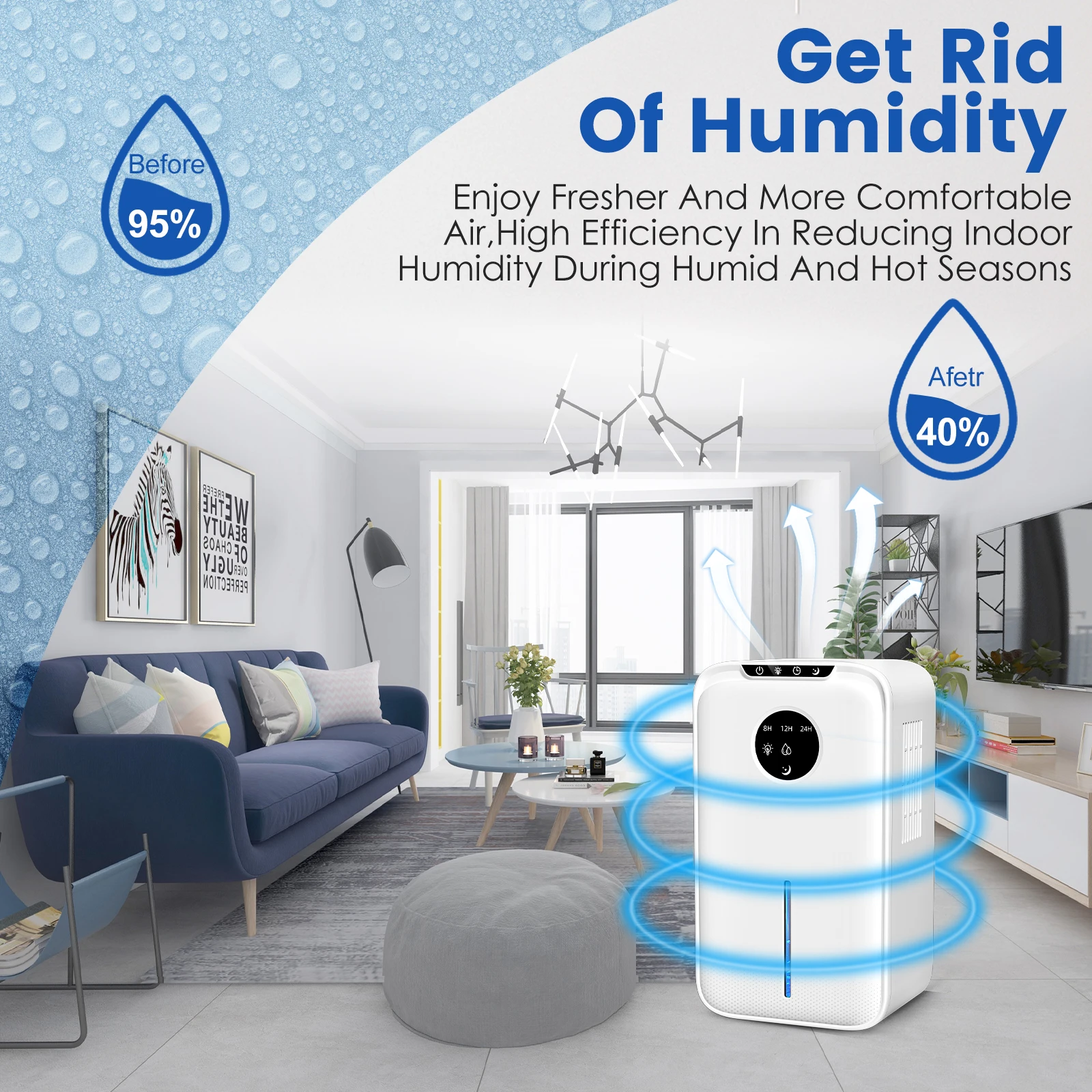 Classic And Simple Dehumidifier Drying Clothes With Auto Defrost Function,2 Working Modes 1000ML/D