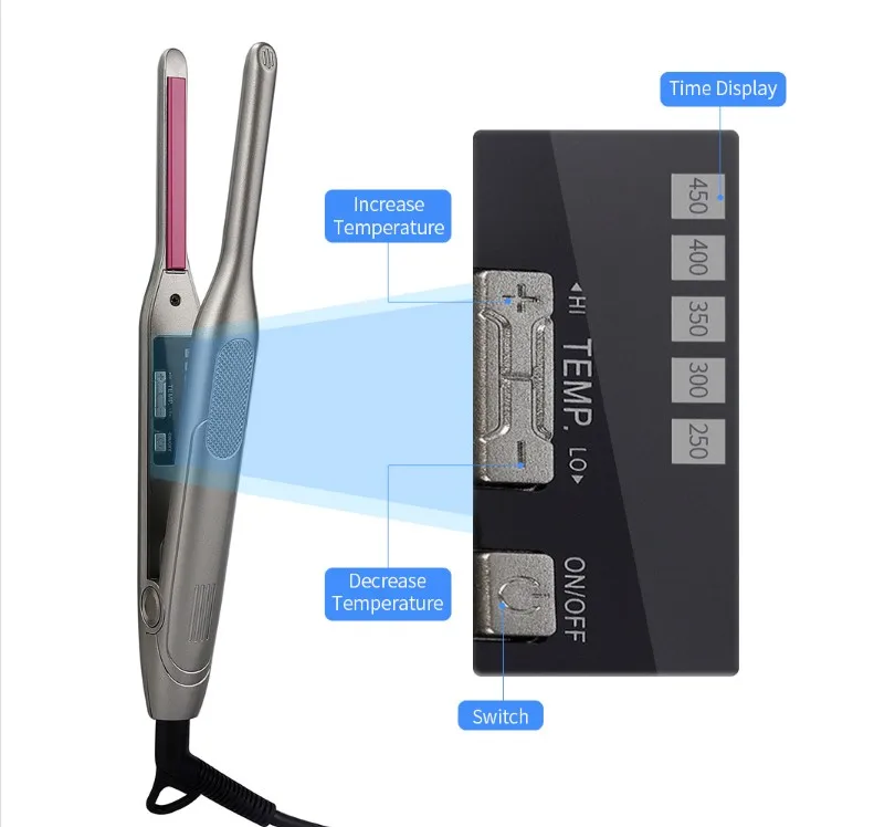 Private Label 0.3 inch LED Display Electric 450 Degree Pencil Flat Irons PTC Thin Hair Straightener Wholesale
