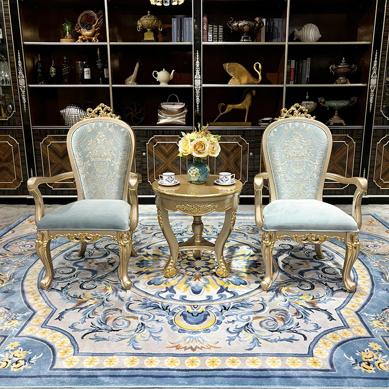 MO LAN French cloth leisure chair European court luxury neoclassical solid wood image modeling chair leisure sofa single chair