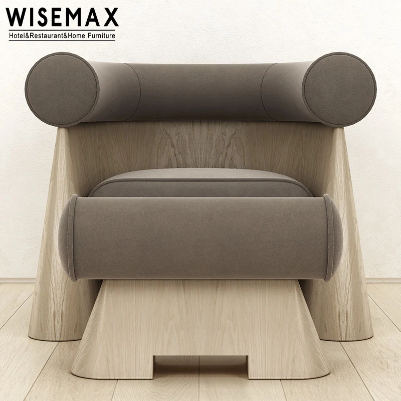 WISEMAX мебель ткань кресло для отдыха гостиной изогнутая спинка стул с оттоманкой современный односпальный