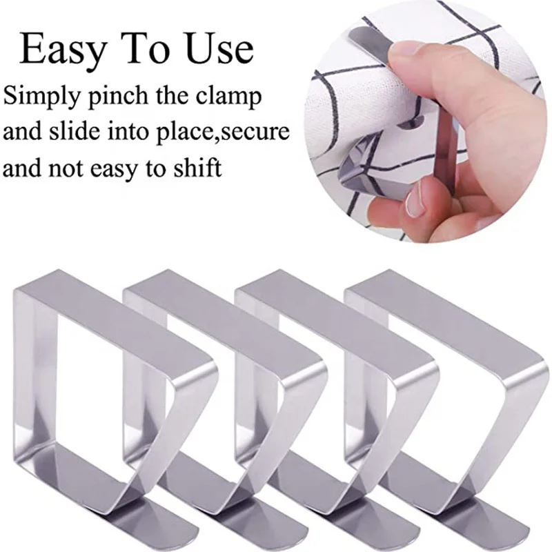Tablecloth Clips 8 Packs Picnic Table Clips Stainless Steel Table Cloth Cover Clamps Table Cloth Holders for Home Dining Picnic