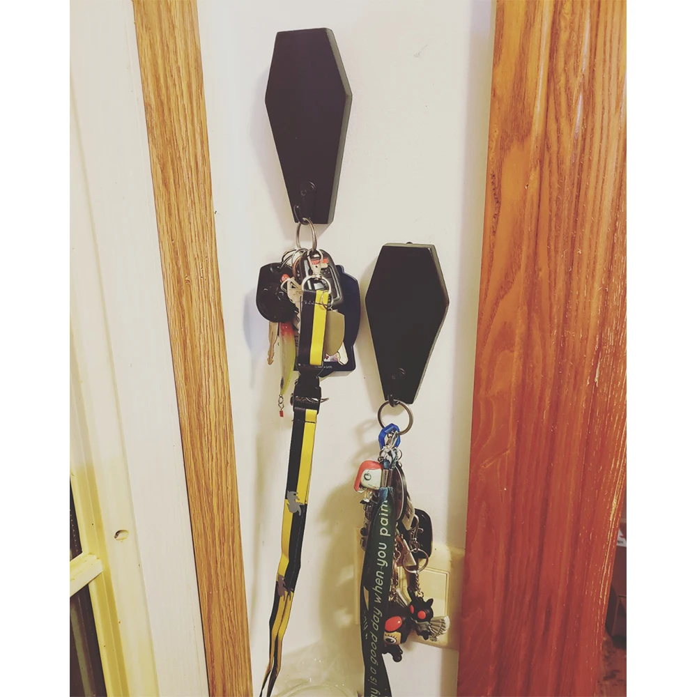 Деревянный черный держатель для ключей в гробе готический Настенный декор деревянные крючки настенная стойка кофейных кружек