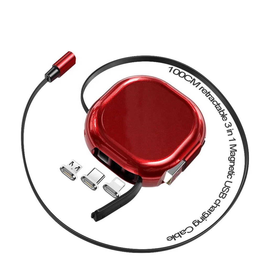 Easy to receive 3 in 1 USB cable magnetic suction data line 3A fast charging cable