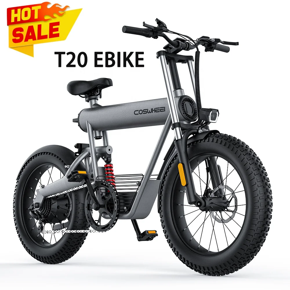 Coswheel T20 Eu Warehouse Electric Hybrid Bike Retro Electric Bikes 500w 750W Fat Tire Mountain Cheap Electric Bikes For Adults