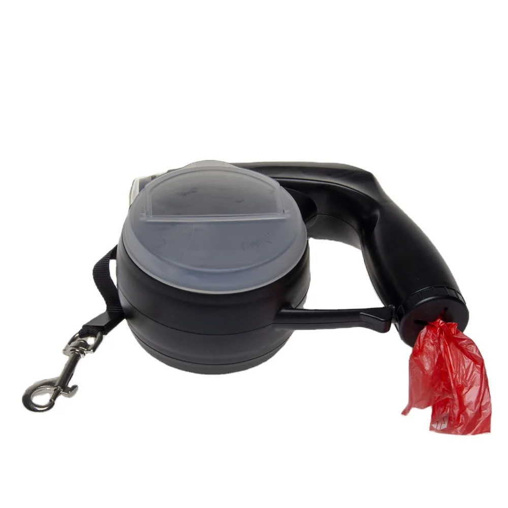 5 in 1 Retractable Dog Leash LED Dog Leash with Dog Bowl Poop Bag Holder