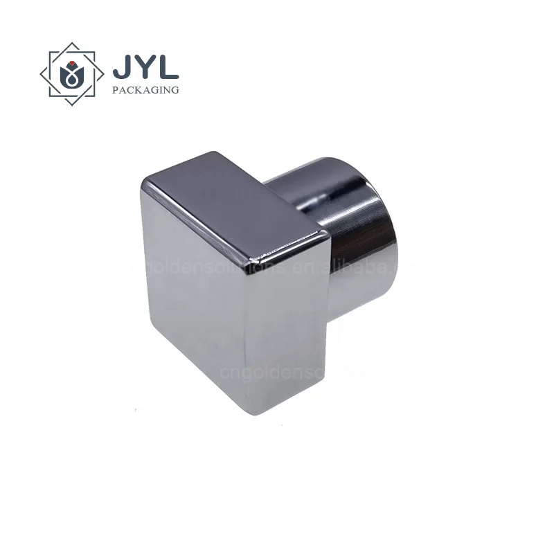 Electroplated Silver Parfum Zamac Square With Plastic Inner Plug Metal Caps Zinc Alloy Customized Perfume Bottle Cap