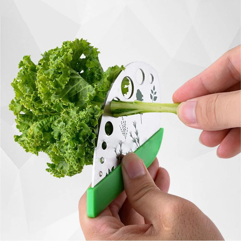 Stainless Steel Kitchen Herb Leaf Stripping Tool Loose Leaf Kale Razor Metal Herb Peeler Cutter 9 Holes Herb Stripper