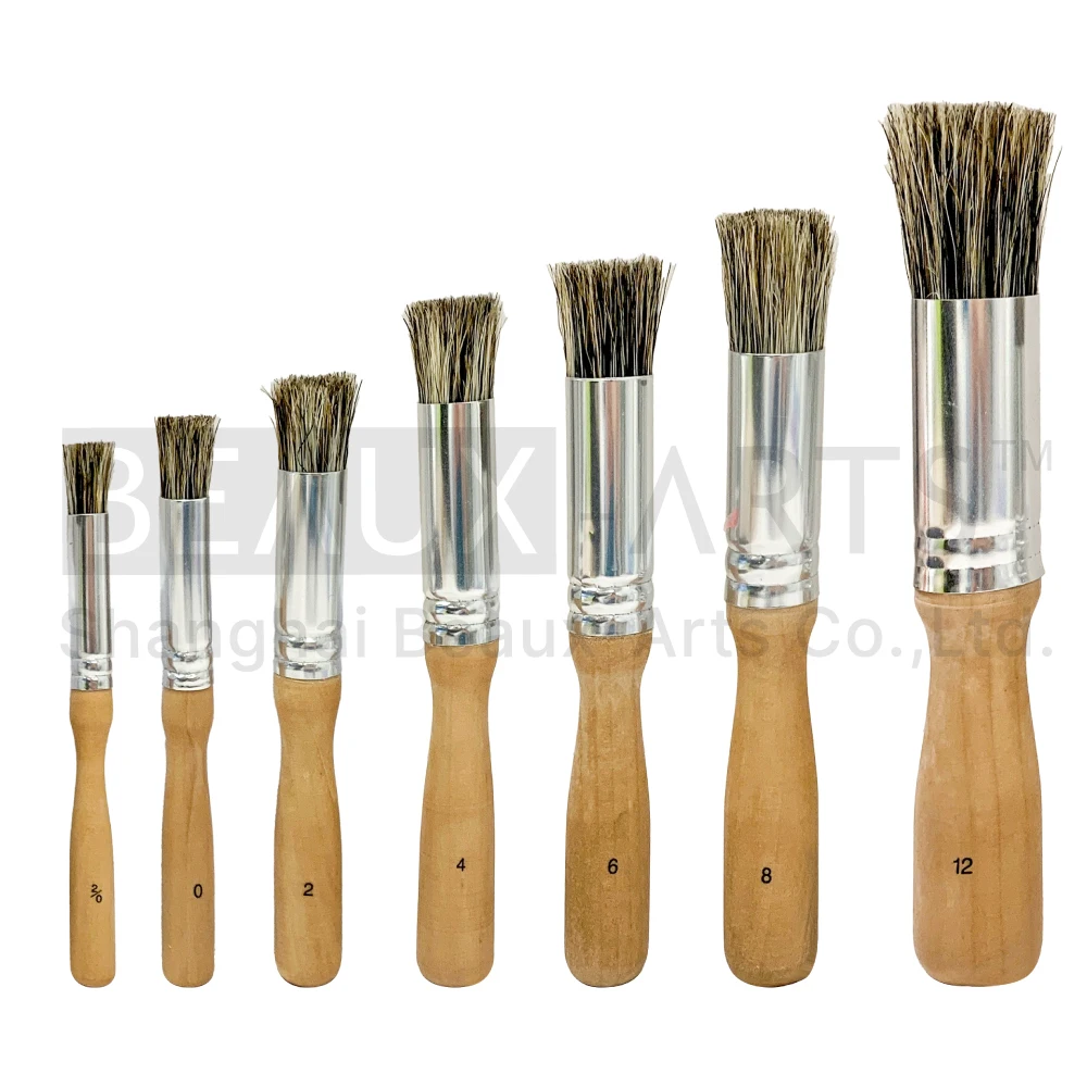 Hog Bristle Stencil Brush Round Paint Brush Wholesale Art Supplies