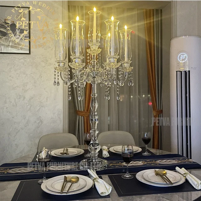 Glass cup gold tall high crystal candle holder centerpiece for weddings stand Accessories