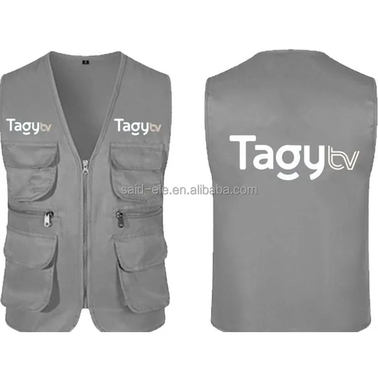 TV channel reporter vest with custom logo printing newsman journalist clothing sleeveless vests for photography