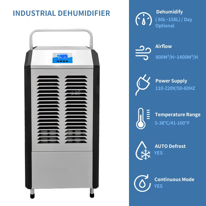 80L 90L 120L 158L Dehumidifier Industrial Commercial Water Damage Restoration Industrial Dehumidifie Machine Air Dryer