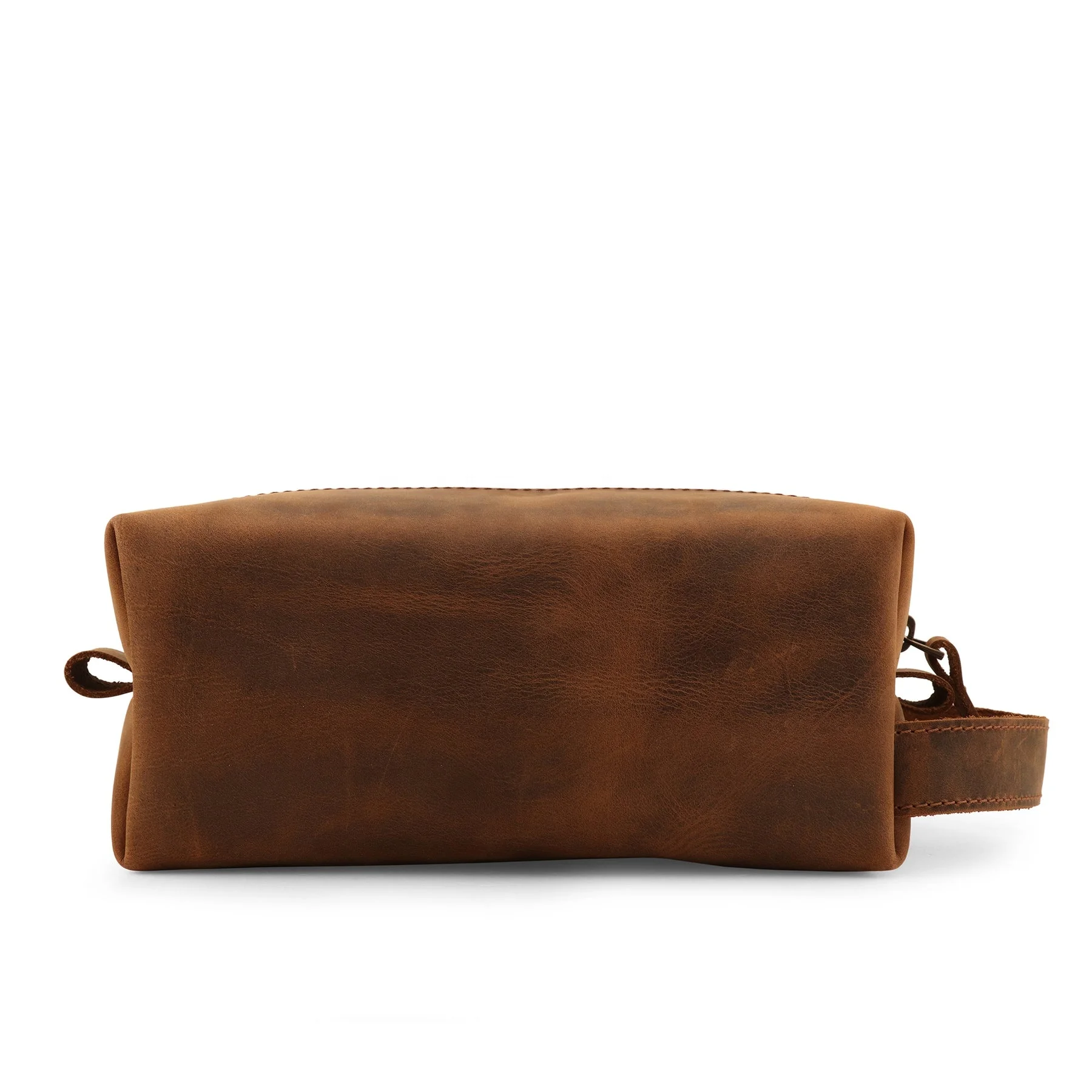 Boshiho Custom Luxury mens crazy horse leather wash cosmetic bag dopp kit shave kit traveling makeup case pouch toiletry bag