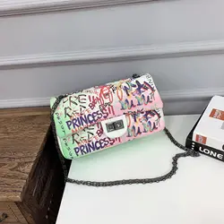 TS9018 2021 Hot Selling Latest Graffiti Bag For Women Designer Leather Graffiti Purse With Chain Bag Ladies Graffiti Handbag