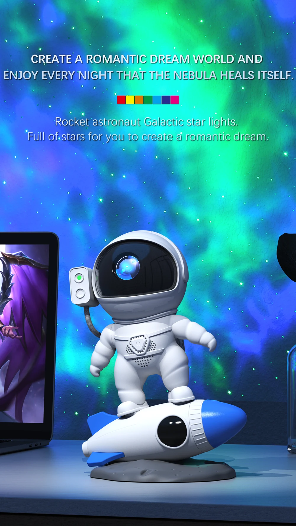 Rocket Astronaut Nebula projector Night Light mini galaxy star laser projector light for Bedroom kids led light projector