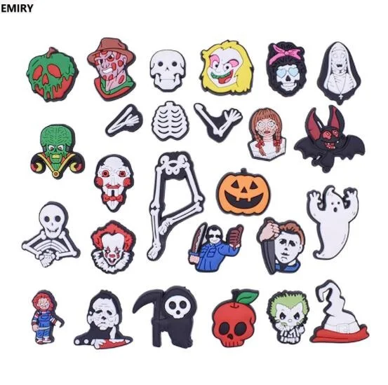 Wholesale Halloween series PVC soft rubber shoes buckle detachable personalized shoe charms grimace cartoon hole shoe buckle