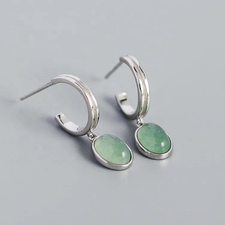 Bincho INS C-shaped Earring 18K Gold Plated Silver Plated Hoop 925 Sterling Silver Turquoise Stud Earrings Women Jewelry