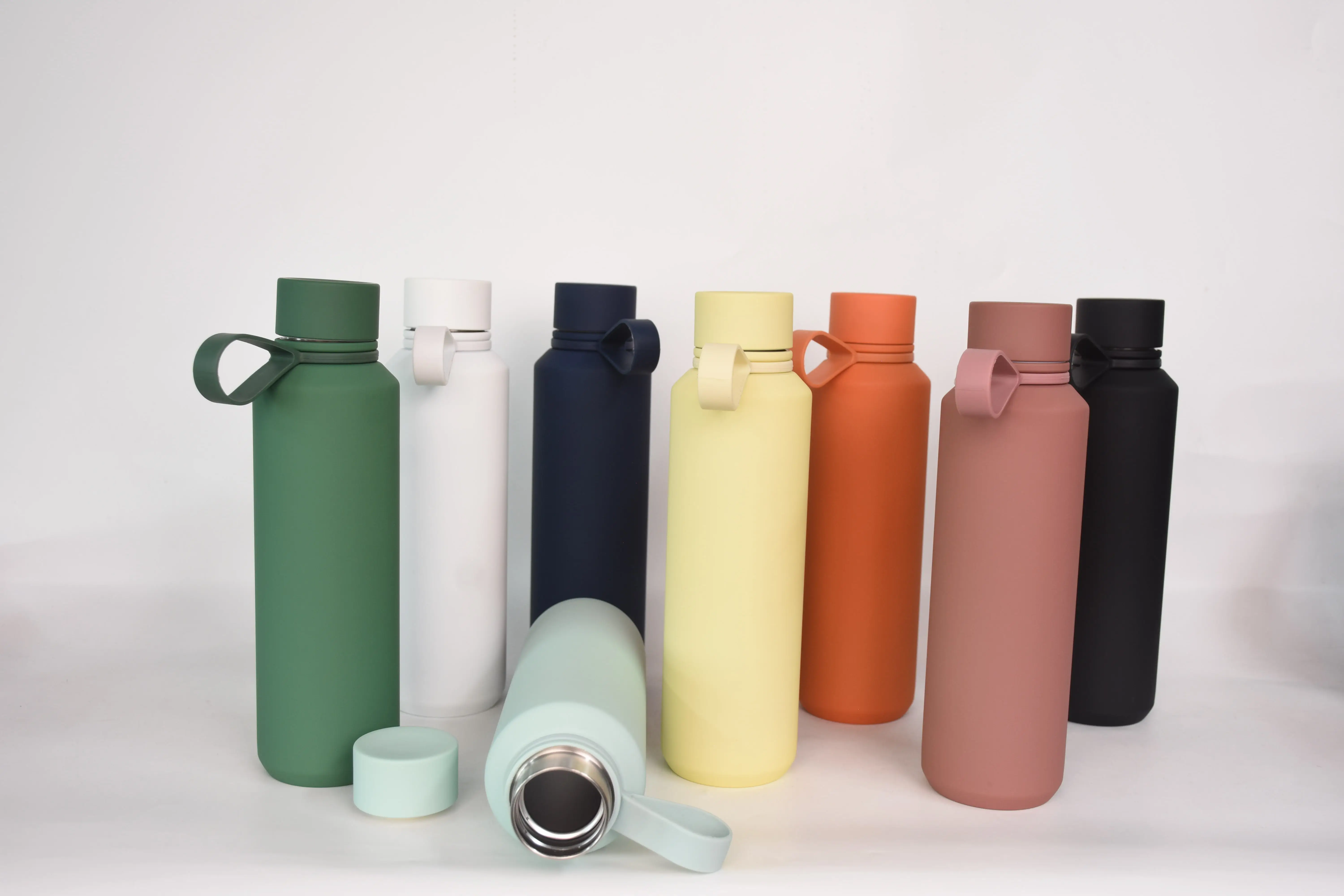 New 12oz 20oz Small Mouth Thermos Stainless Steel Bottle Rubber Paint Sports Kettle Double Wall Water Bottle with Rubber Ring