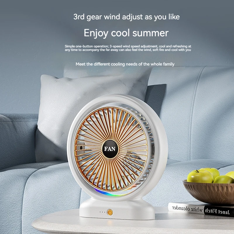 New Design Factory Price electric 3 speed control usb table fan portable mini hand rechargeable fan with light