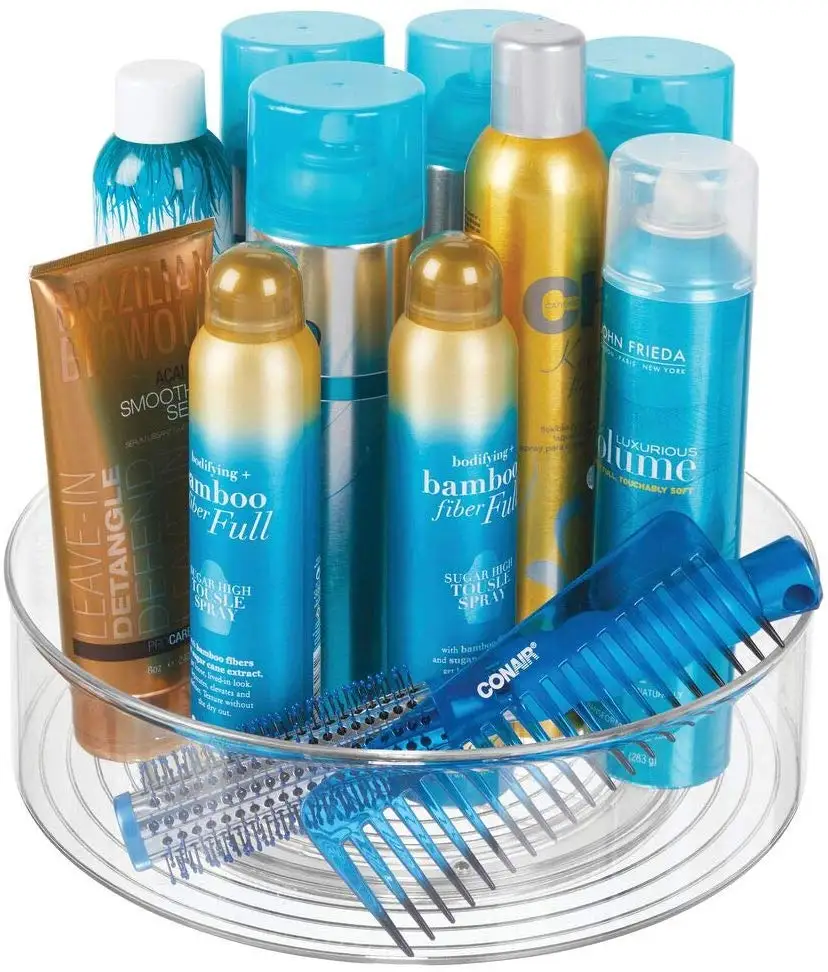 Вращающийся органайзер для макияжа, поднос для хранения поворотного стола, Прозрачная «ленивая» Сьюзан