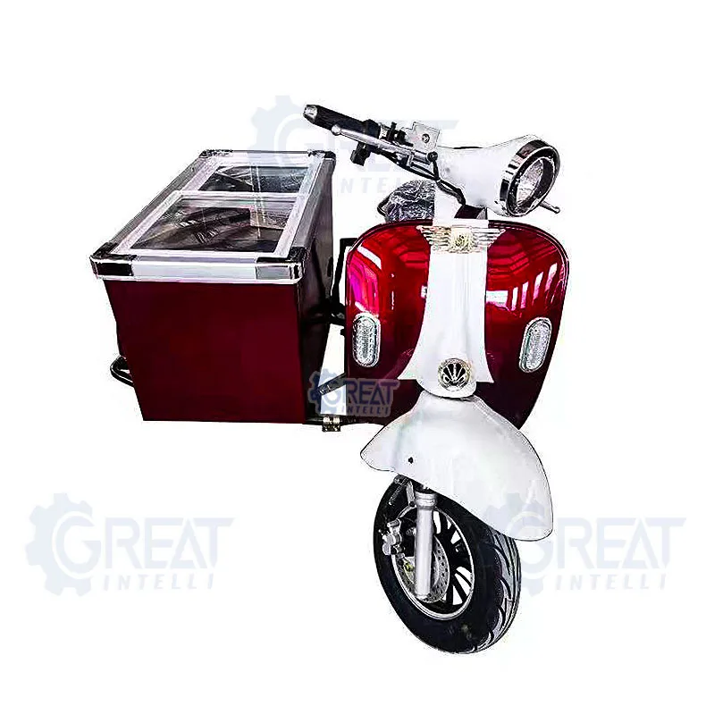 Event Stand Moped Sidecar Icecream Machines Electric Mobile 3 Wheels Ice Cream Cart Scooter with Freezer Bike