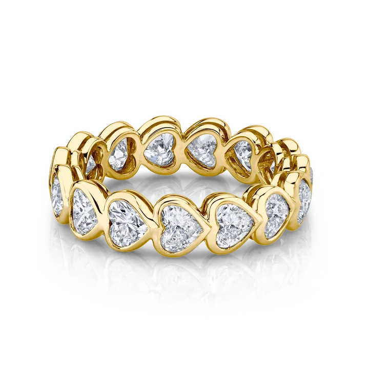 Laodun Hot Sale Silver Bezeled Heart Diamond Eternity Band Ring S925 Sterling Silver Hearts Wrap Full 3A Zircon Ring for Women