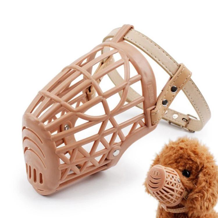 Hot Selling PU Leather Fence Basket Style Pet Mouth Protect Cover Anti-barking Soft Plastic Dog Muzzles 7 Sizes